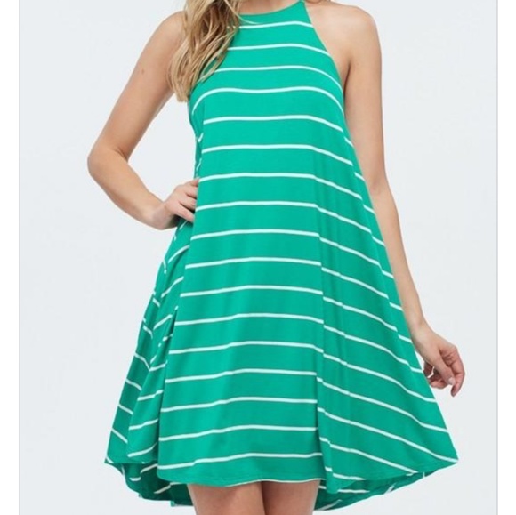 green and white sundress